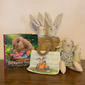 Bunny Rabbit Easter Basket Lot Children’s Book - Small Tote Bunnies Rabbits